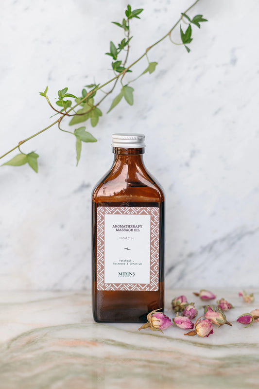 Natural Massage Oil with Patchouli Rosewood Geranium